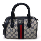 Gucci GG Supreme Calfskin Mini Ophidia Top Handle Bag Beige Blue