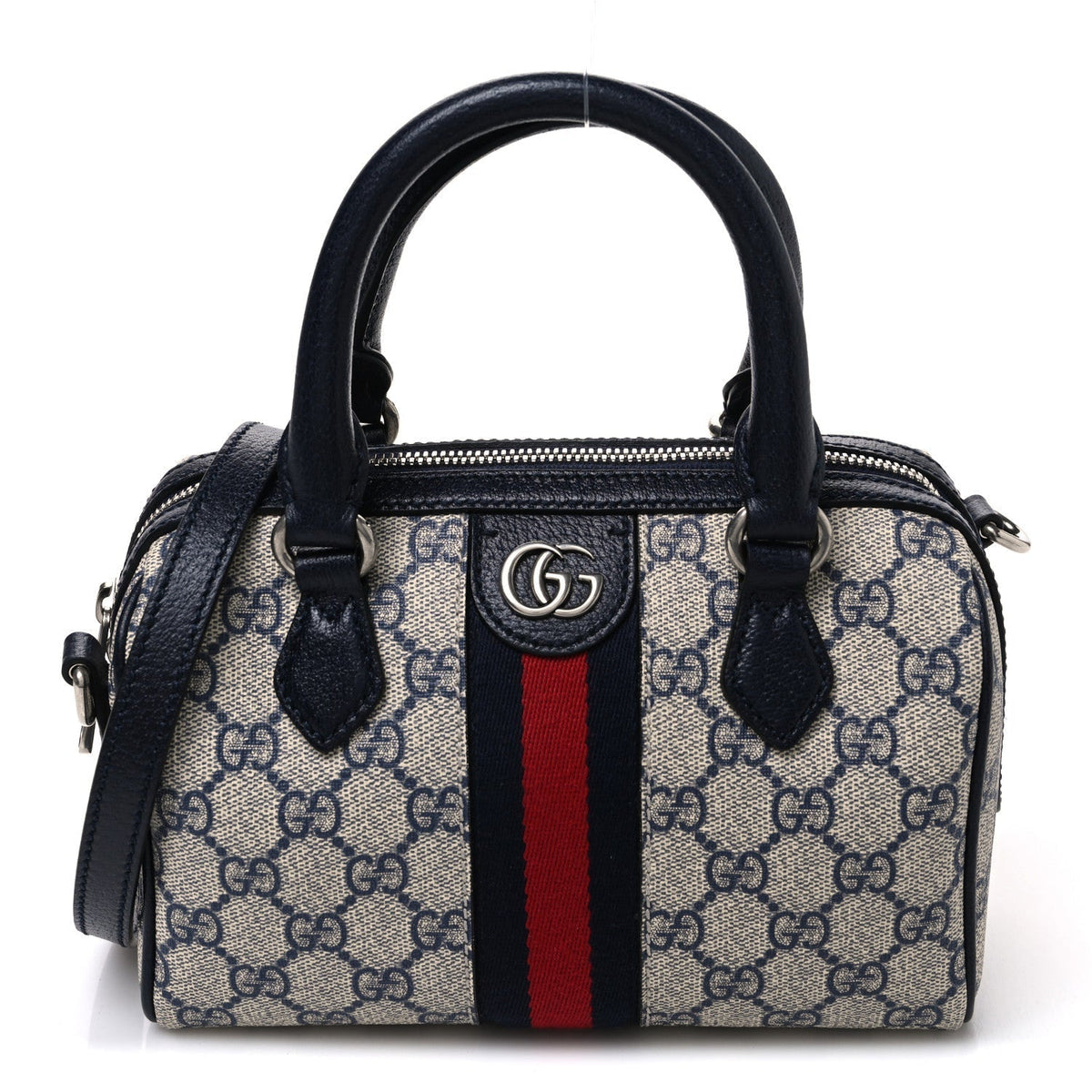 Gucci GG Supreme Calfskin Mini Ophidia Top Handle Bag Beige Blue