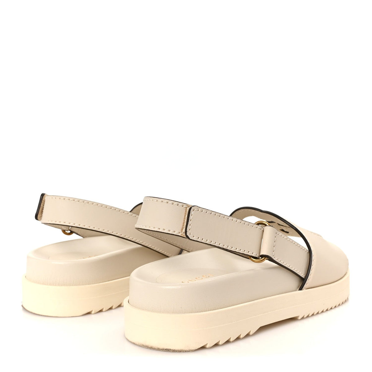 Gucci Softy Calfskin Women's Interlocking G Slingback Sandals 35.5 Mystic White