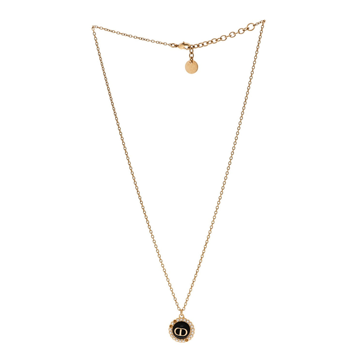 Christian DiorMetal Pearl CD Necklace Gold Black