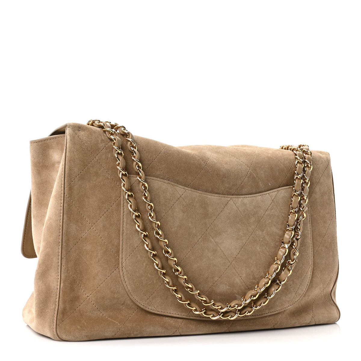 Maxi Calfskin Suede Flap Shoulder Bag