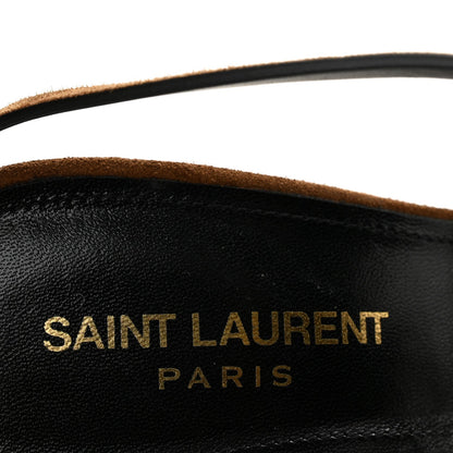 Saint Laurent Suede Cassandra 11.4cm Women's Sandals Brown
