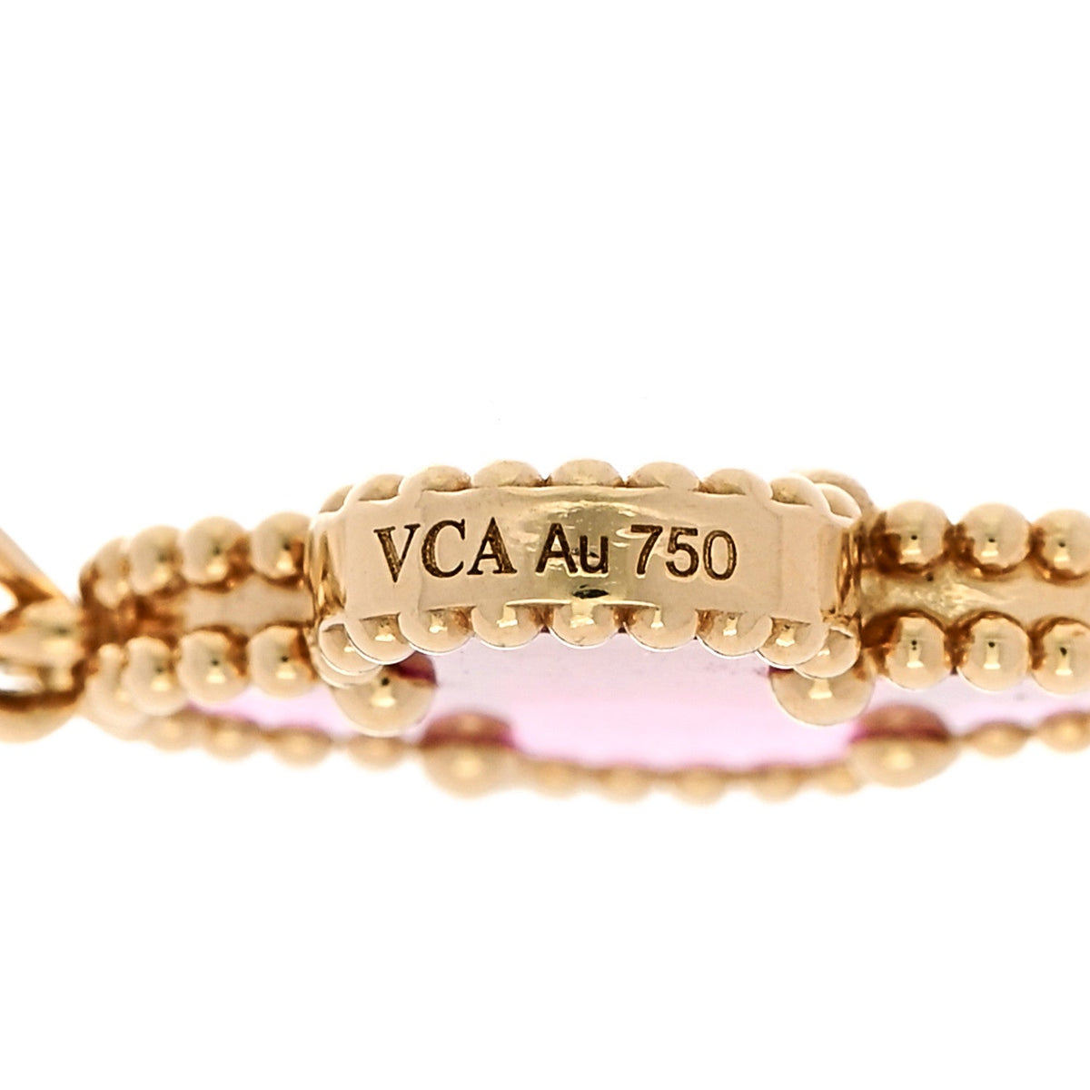 18K Yellow Gold Pink Enamel 5 Motifs Vintage Alhambra Bracelet