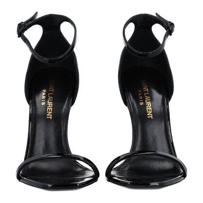 Saint Laurent Patent Calfskin Women's Opyum 110 Sandals 35 Black Gold