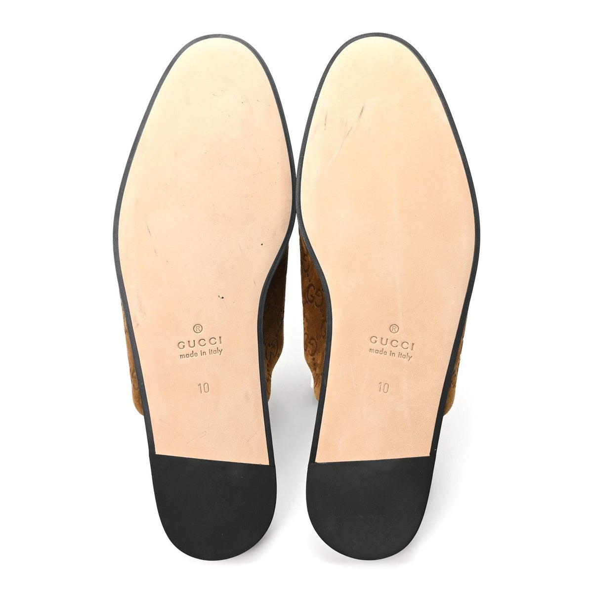 Gucci Suede Cachemire Men's Monogram Princetown Slippers 10 Pepper Brown