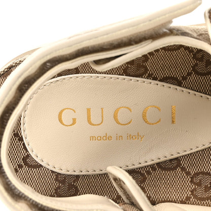 Gucci Canvas Suede Women's Double G Dad Sandals 37 Beige Ebony New Acero