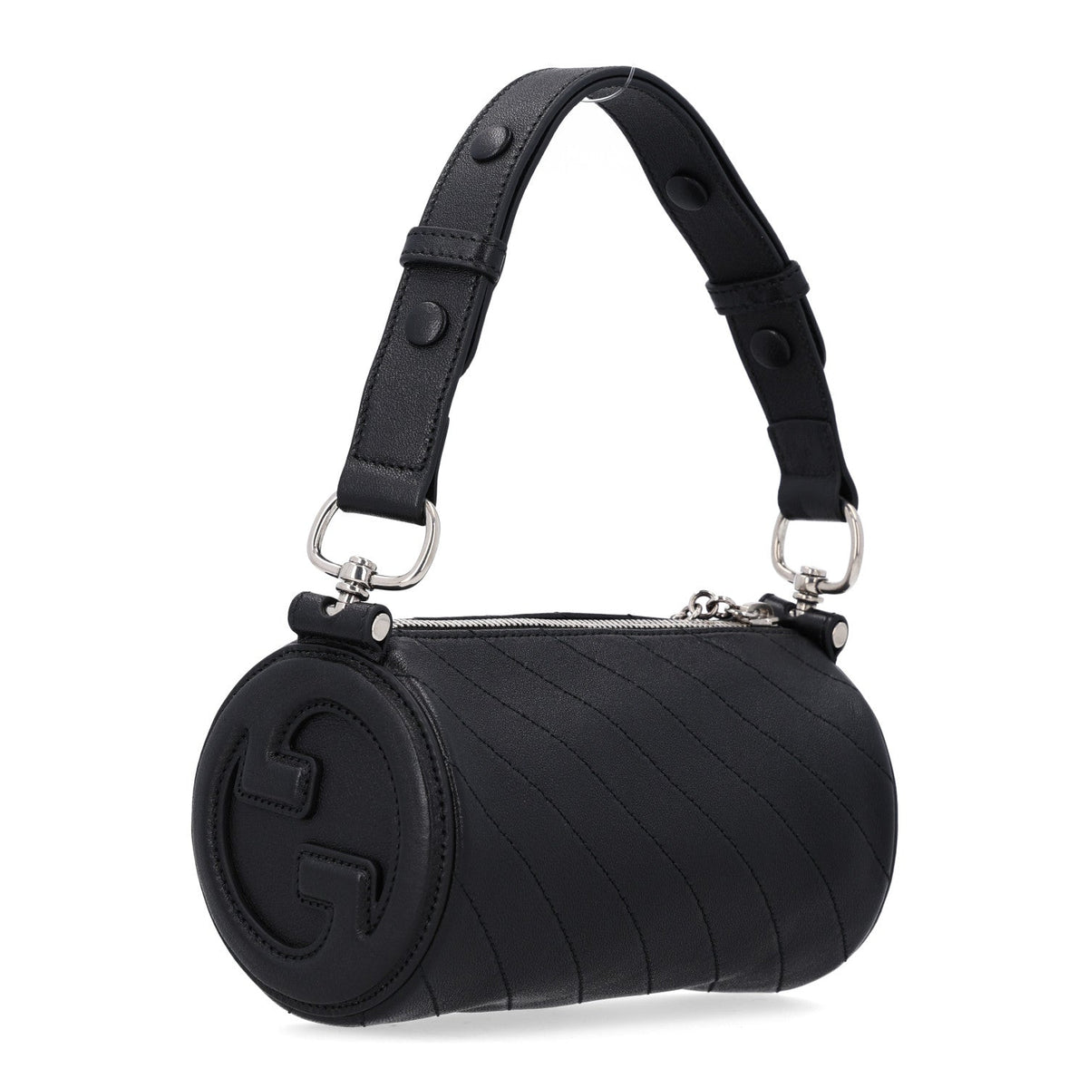 Gucci Calfskin Mini Blondie Barrel Shoulder Bag Black