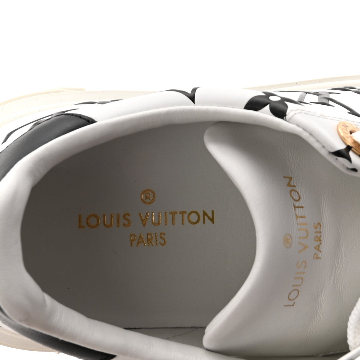 Louis Vuitton Calfskin Women's Monogram Debossed Time Out Sneakers 35 Black