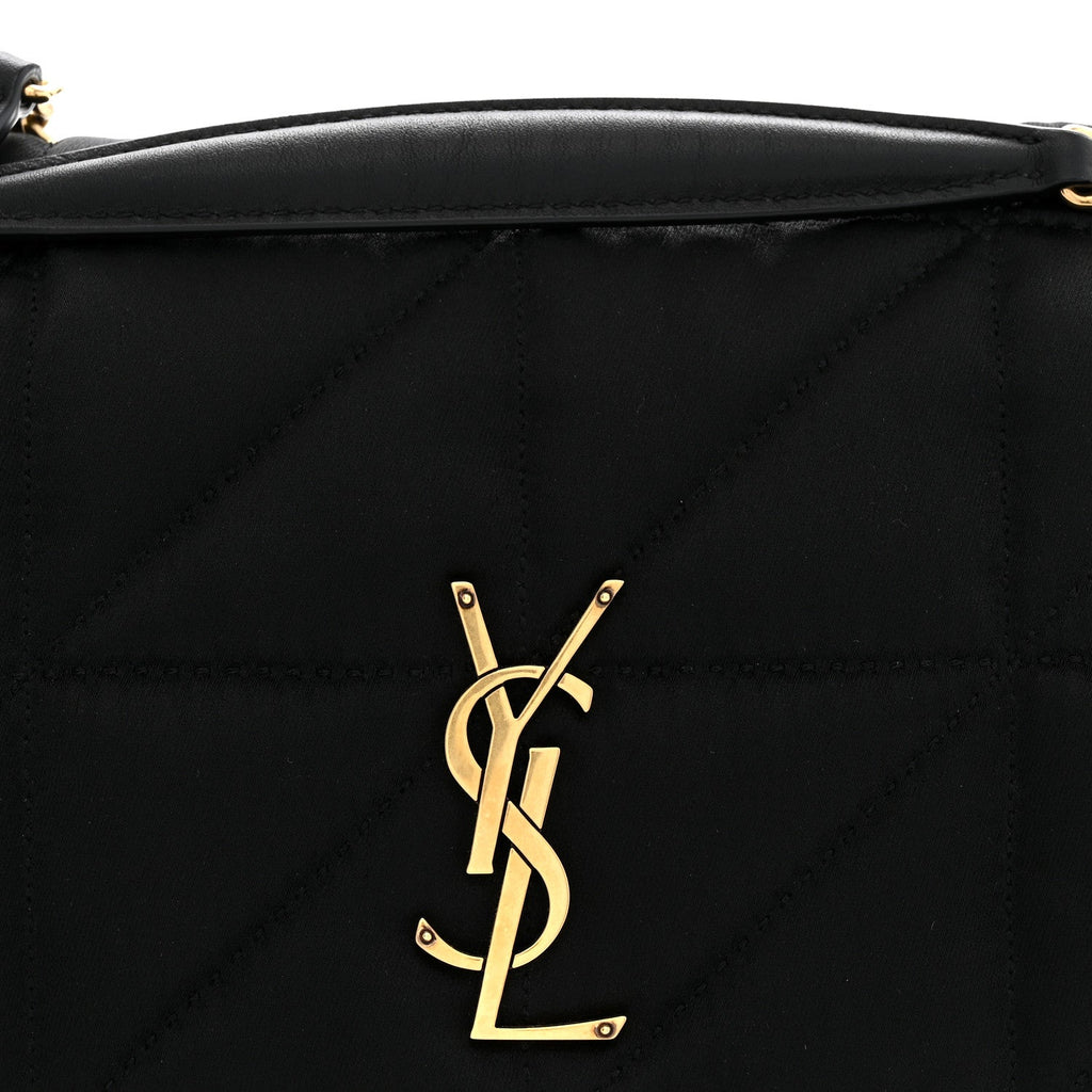 Saint Laurent Satin Patchwork Monogram Medium Jamie Bag Black