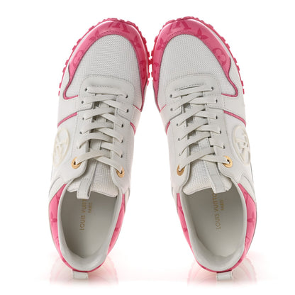 Louis Vuitton Calfskin Women's Monogram Run Away Sneakers 38 White Pink