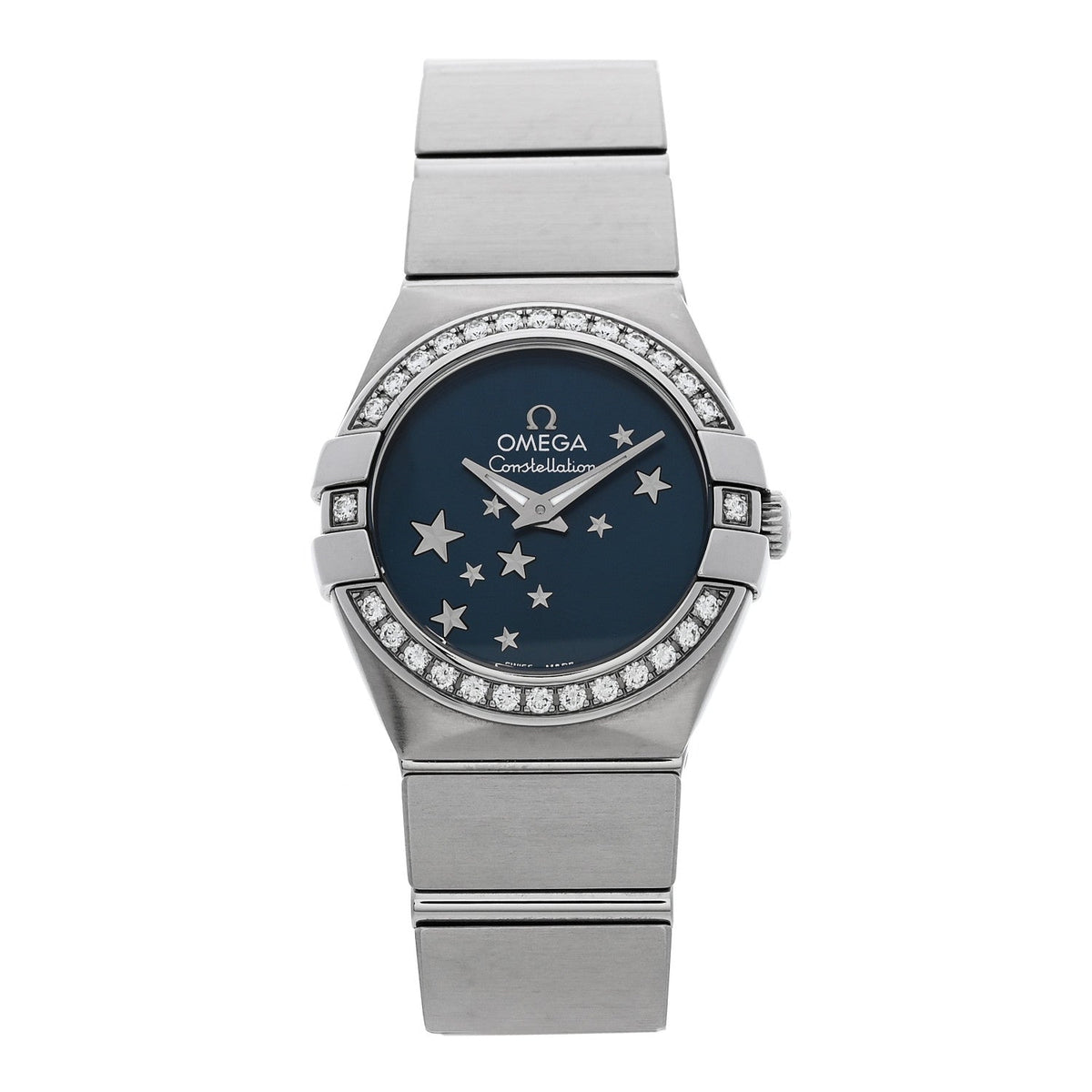 Omega Stainless Steel Diamond 24mm Constellation Watch Blue 123.15.24.60.03.001