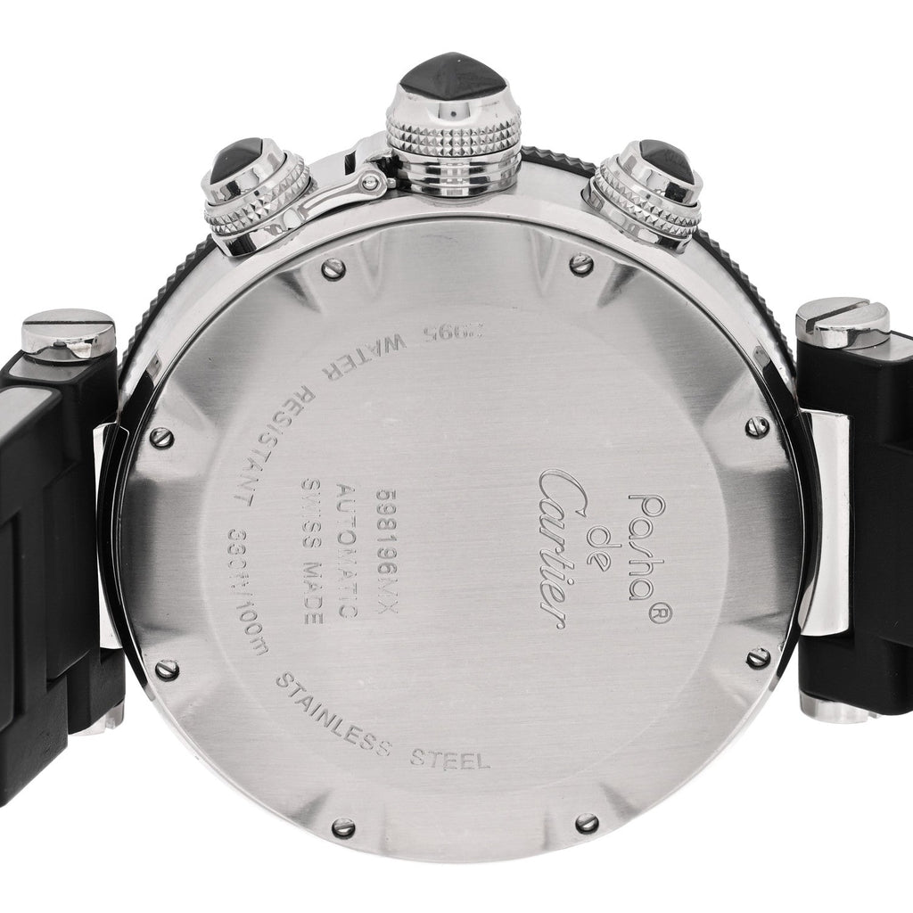 Cartier Stainless Steel Rubber 42mm Pasha Seatimer Watch Black