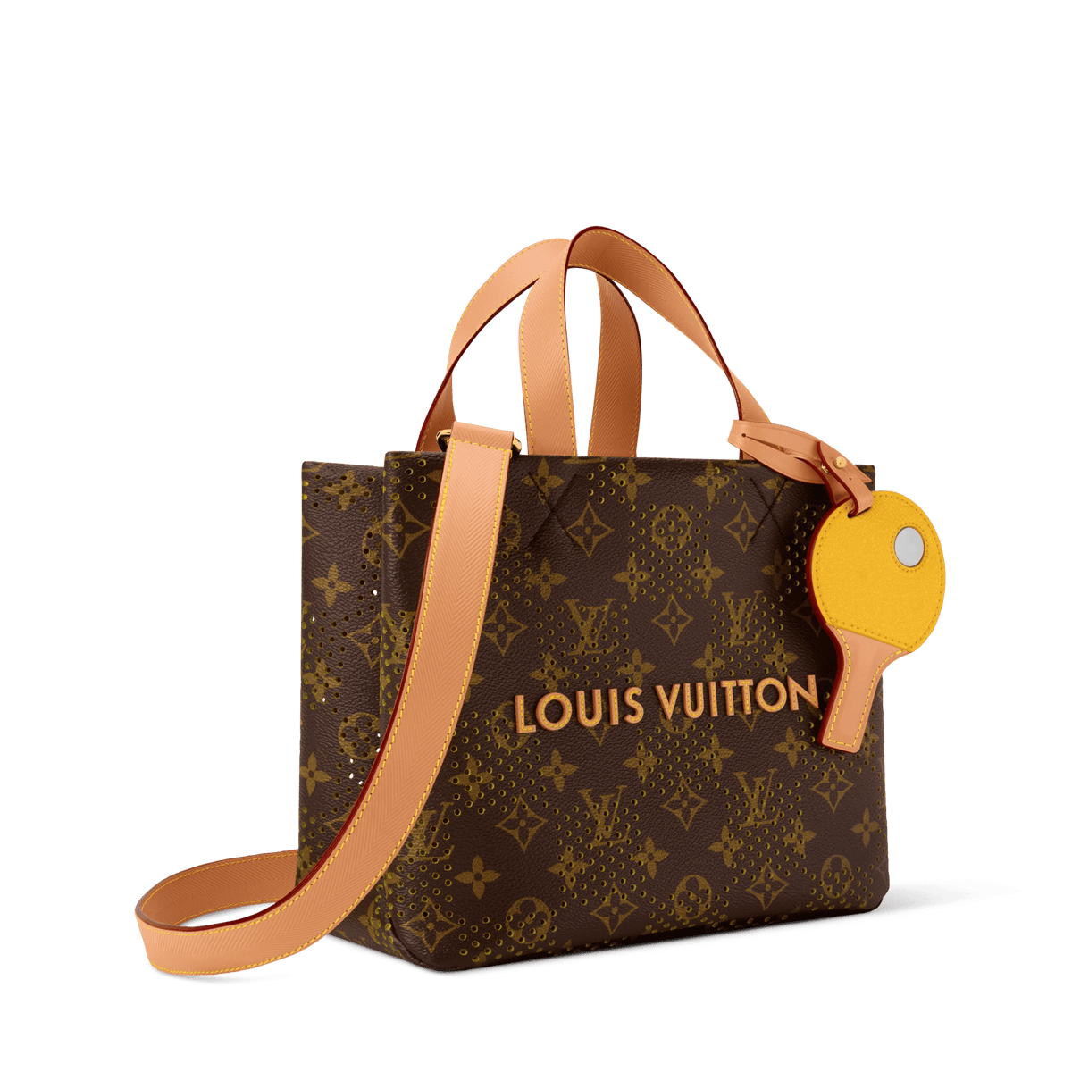 Men's Mini Shopper Tote Monogram Grid Jaune Mat