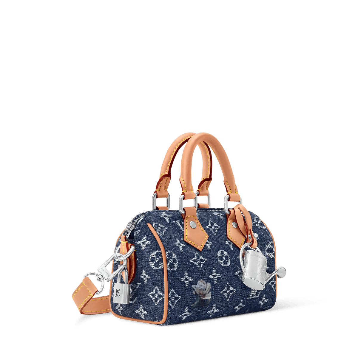 Speedy 18 Bandoulière Bag Monogram Flowers Denim