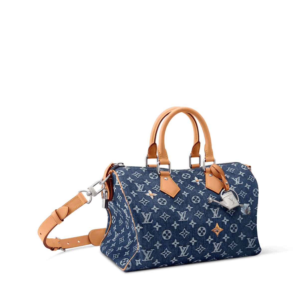 Men's Speedy 30 Bandoulière Bag Monogram Flowers Denim