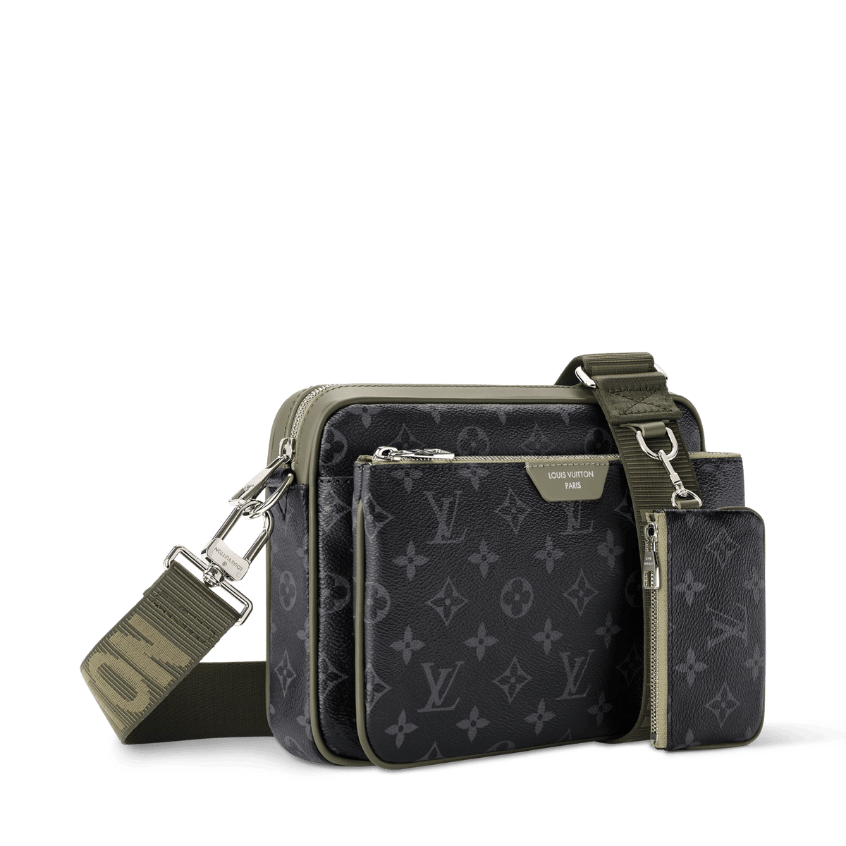 Men's Trio Messenger Bag Monogram Eclipse Canvas Khaki