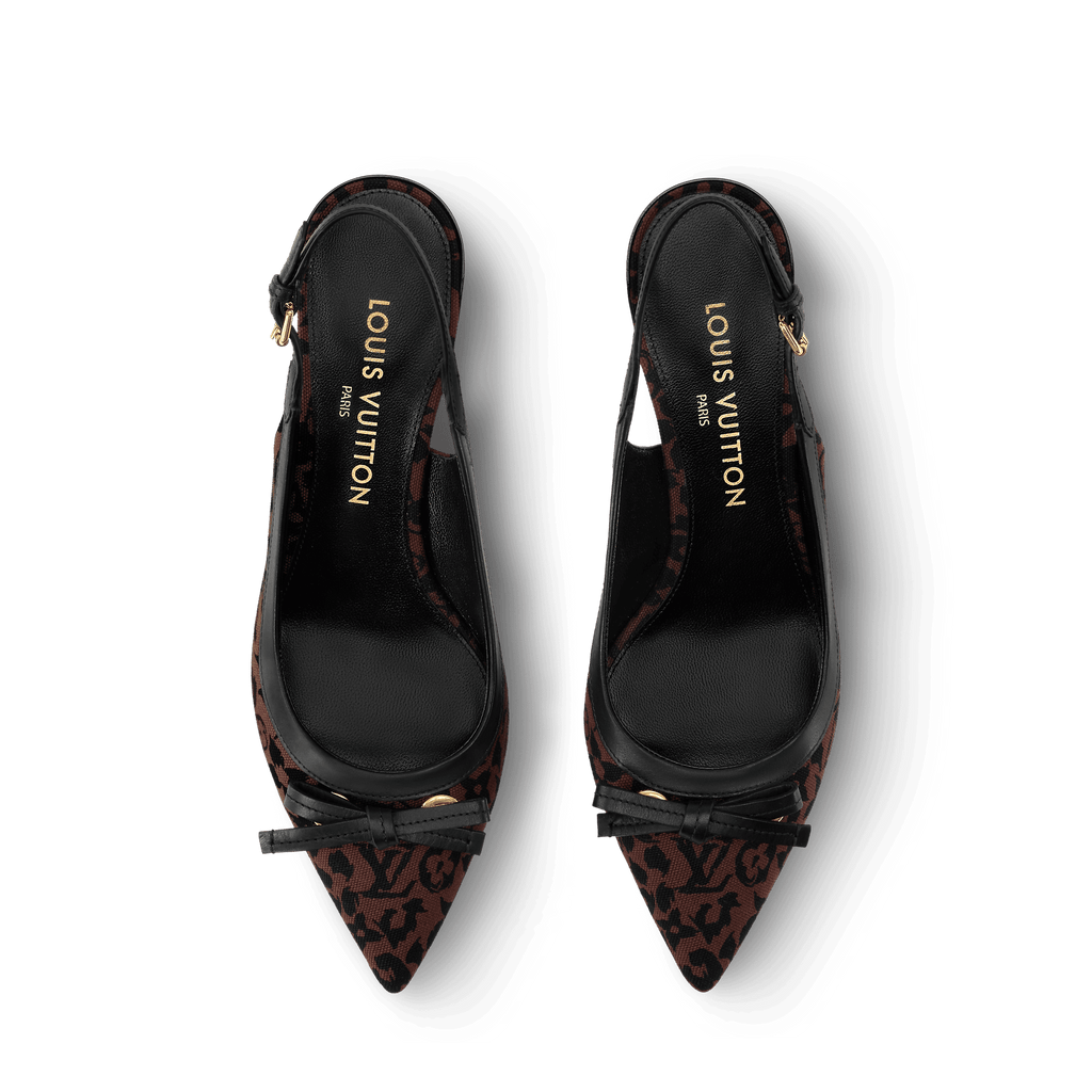 Women's 6AM Slingback Pump Brown Monogram Leopard Canvas 1AJL09
