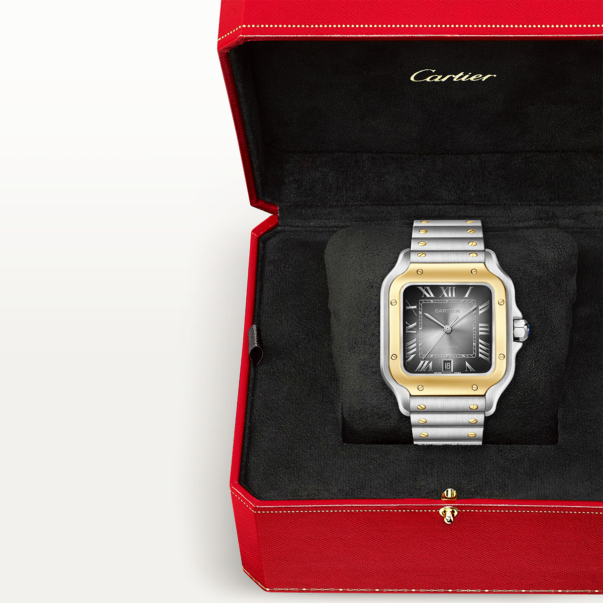 Santos de CT Large Two-Tone Grey Dial Bracelet/Strap Watch