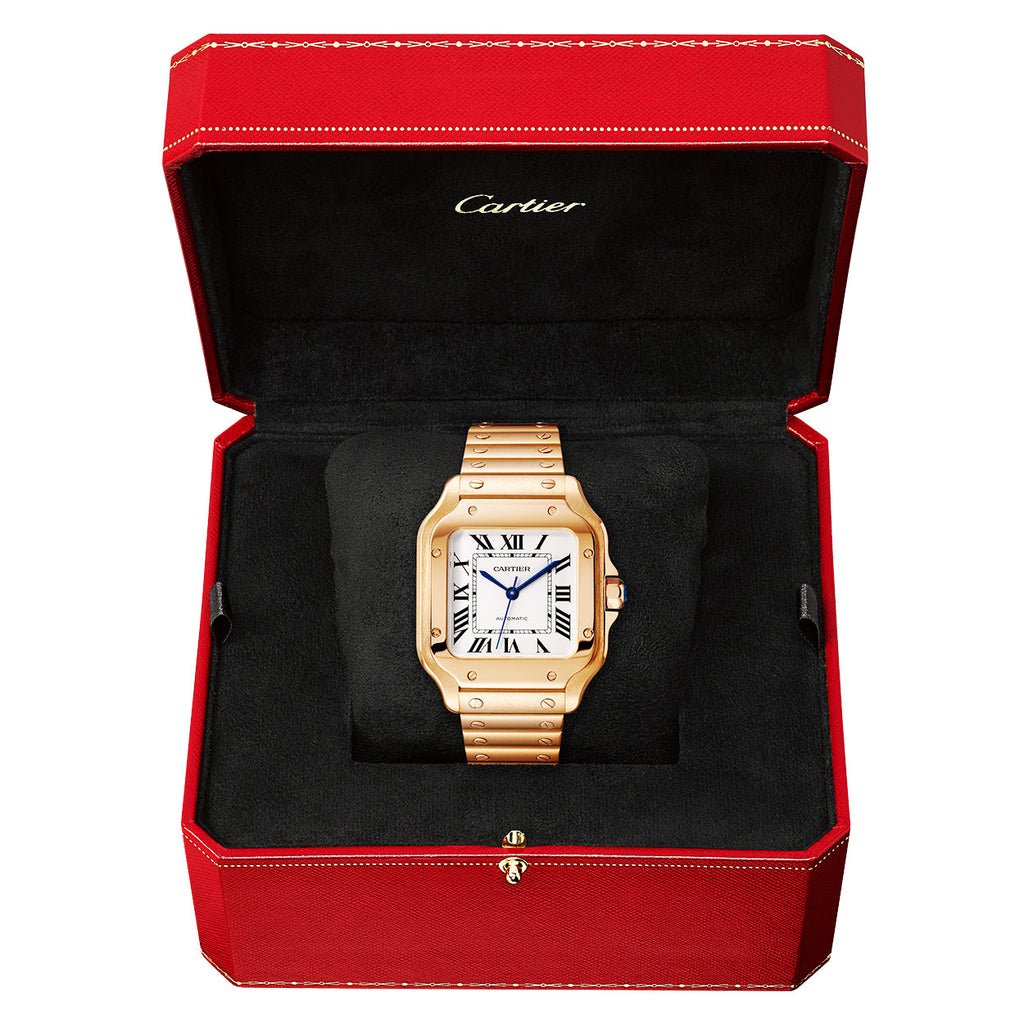 Santos de CT Medium Automatic 18ct Rose Gold Bracelet Watch